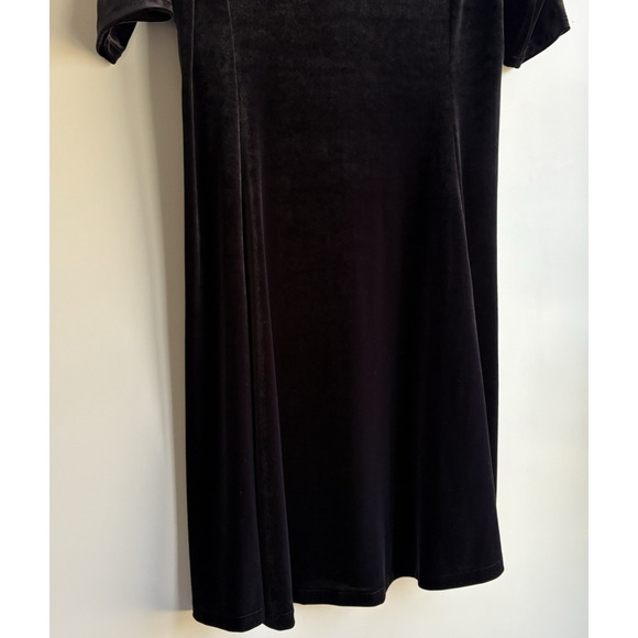 LANDS END Black Velvet Velour Dress Size MP 10-12 Holiday Party Formal Gothic - Picture 9 of 13